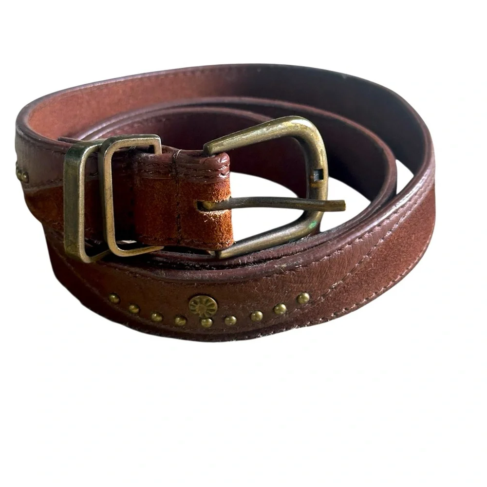 Free People Leather & Suede Belt | Flattering Grommets and Studs | Brown | M/L